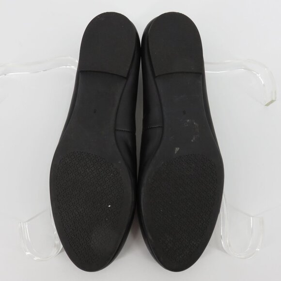 Tory Burch Lowell 2 Women 8 M Black Leather Ballet Flat Slip On Shoes 57778 Logo - Picture 13 of 16